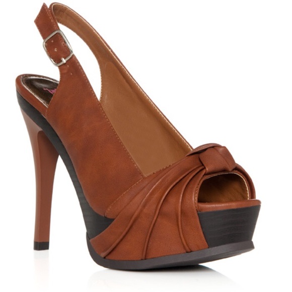 RARE! JustFab “Giorgia” Cognac Platform Heels 8 - Picture 2 of 5